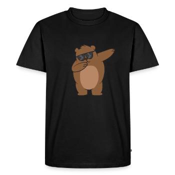 Funny Dabbing Bear Kids Grizzly Bear With - Men's Premium Organic T-Shirt - black - Front - Nico (187cm)
