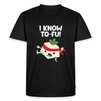 Tofu Vegan I Know Karate Tofu Kung Fu Tofu - T-shirt Premium bio Homme - noir - Devant - Nico (187cm)