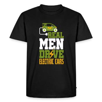 Vrais hommes conduisent des voitures électriques E voiture - T-shirt Premium bio Homme - noir - Devant - Nico (187cm)