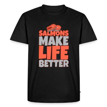 Rigolo de saumon poisson - T-shirt Premium bio Homme - noir - Devant - Nico (187cm)