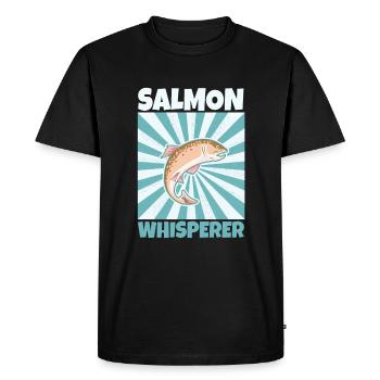 Saumon poisson chuchotement Poissons Pêches - T-shirt Premium bio Homme - noir - Devant - Nico (187cm)