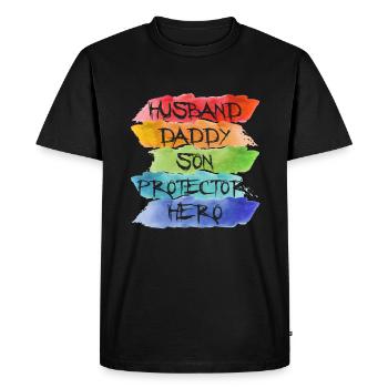 Ehemann Daddy Sohn Beschützer Held - Männer Premium Bio T-Shirt - Schwarz - Vorne - Nico (187cm)