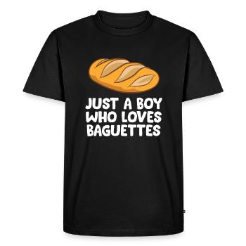 Baguette Boy Juste un garçon qui aime les baguettes - T-shirt Premium bio Homme - noir - Devant - Nico (187cm)