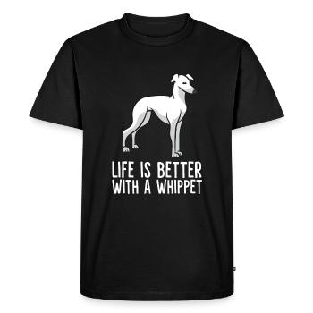 Life Is better With Whippets - Men's Premium Organic T-Shirt - black - Front - Nico (187cm)