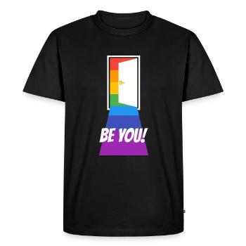 Soyez gay CSD Pride Month - T-shirt Premium bio Homme - noir - Devant - Nico (187cm)