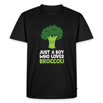 Cute Broccoli Just a Boy Who Loves Broccoli - Men's Premium Organic T-Shirt - black - Front - Nico (187cm)