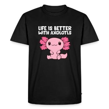 La vie est meilleure avec Axolotls - T-shirt Premium bio Homme - noir - Devant - Nico (187cm)