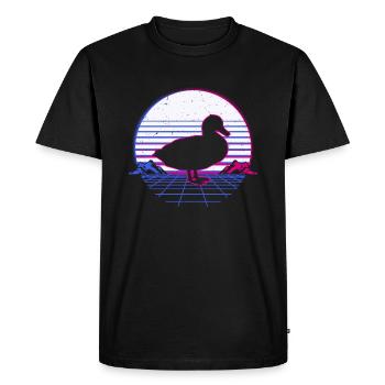 Retro Vintage Retrowave Duck Animal - Men's Premium Organic T-Shirt - black - Front - Nico (187cm)