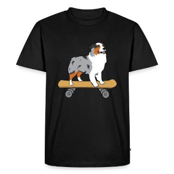 Aussie Skateboard Love Australian Shepherds - Men's Premium Organic T-Shirt - black - Front - Nico (187cm)