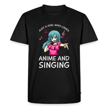 Anime Manga Kawaii Filles Chantant de la musique - T-shirt Premium bio Homme - noir - Devant - Nico (187cm)
