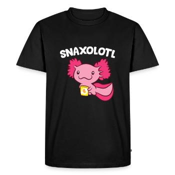 Axolotl Lover Snaxolotl Kawaii Axolotl Nourriture - T-shirt Premium bio Homme - noir - Devant - Nico (187cm)