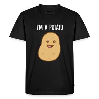 Je suis une pomme de terre - T-shirt Premium bio Homme - noir - Devant - Nico (187cm)