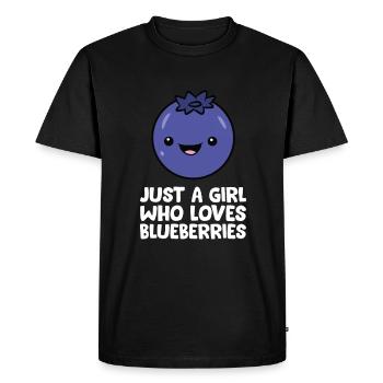 Juste une fille qui aime les bleuets - T-shirt Premium bio Homme - noir - Devant - Nico (187cm)