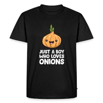 Juste un garçon qui aime les oignons - T-shirt Premium bio Homme - noir - Devant - Nico (187cm)