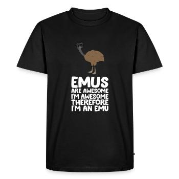 Les Emus sont fantastiques. Je suis fantastique, alors - T-shirt Premium bio Homme - noir - Devant - Nico (187cm)