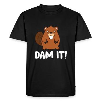 Drôle de castor Dam It Mignon Castor - T-shirt Premium bio Homme - noir - Devant - Nico (187cm)