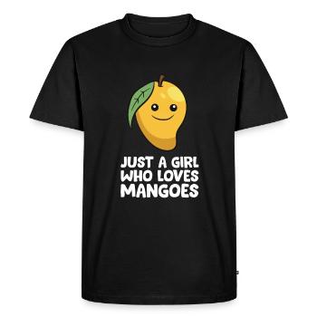Juste une fille qui aime les mangues - T-shirt Premium bio Homme - noir - Devant - Nico (187cm)