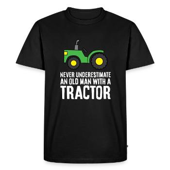 Ne sous-estimez jamais un vieil homme avec un tracteur - T-shirt Premium bio Homme - noir - Devant - Nico (187cm)