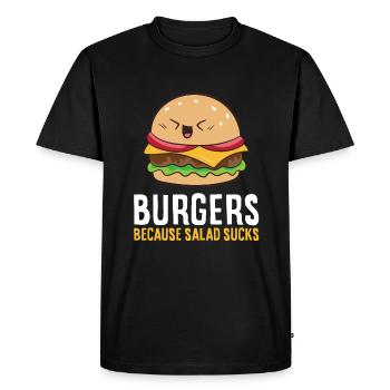 Burger parce que la merde de salade est drôle Hamburger - T-shirt Premium bio Homme - noir - Devant - Nico (187cm)