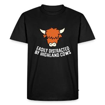 Facilement distrait par les vaches des hautes terres - T-shirt Premium bio Homme - noir - Devant - Nico (187cm)