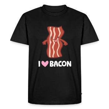 Amateurs de bacon Petit déjeuner bacon J’adore le bacon - T-shirt Premium bio Homme - noir - Devant - Nico (187cm)