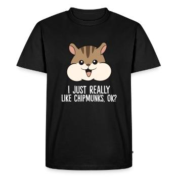 J’aime beaucoup les Chipmunks - T-shirt Premium bio Homme - noir - Devant - Nico (187cm)