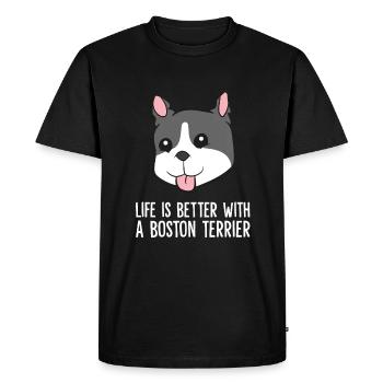 La vie est meilleure avec un Boston Terrier - T-shirt Premium bio Homme - noir - Devant - Nico (187cm)