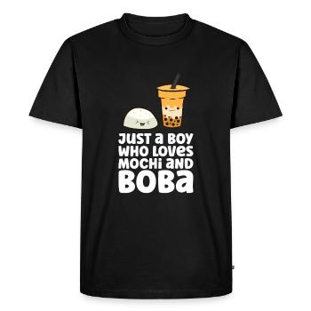 Just a Boy Who Loves Mochi and Boba - Men's Premium Organic T-Shirt - black - Front - Nico (187cm)