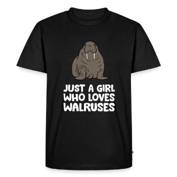 Juste une fille qui aime les morses - T-shirt Premium bio Homme - noir - Devant - Nico (187cm)
