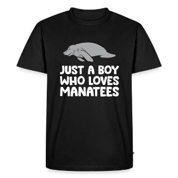 Juste un garçon qui aime les lamantins - T-shirt Premium bio Homme - noir - Devant - Nico (187cm)
