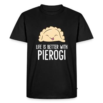 Life Is Better With Pierogi Polish Dumpling - Men's Premium Organic T-Shirt - black - Front - Nico (187cm)