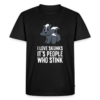 I Love Skunks Its People Who Stink - Men's Premium Organic T-Shirt - black - Front - Nico (187cm)