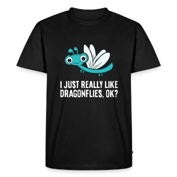 I Just Really Like Dragonflies Ok? Cute Dragonfly - Men's Premium Organic T-Shirt - black - Front - Nico (187cm)