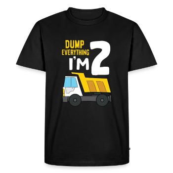 Dump Everything I’m 2 Anniversaire Construction 2ème - T-shirt Premium bio Homme - noir - Devant - Nico (187cm)