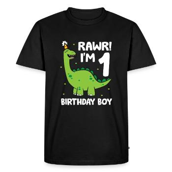Rawr Je suis 1 Dinosaure Anniversaire Enfant 1. - T-shirt Premium bio Homme - noir - Devant - Nico (187cm)