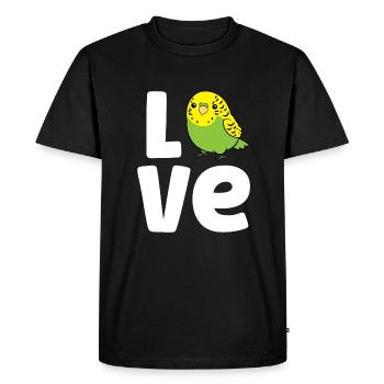 Budgie Bird Love Cute Budgerigar Parakeet Bird - Men's Premium Organic T-Shirt - black - Front - Nico (187cm)
