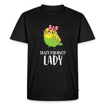 Crazy Parakeet Lady - Men's Premium Organic T-Shirt - black - Front - Nico (187cm)