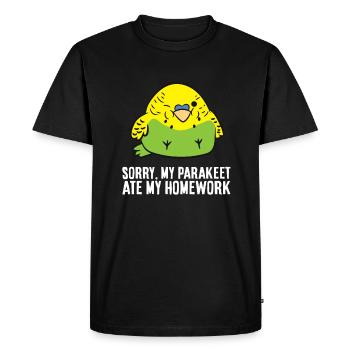 Parakeet School Homework Sorry My Parakeet Ate My - Men's Premium Organic T-Shirt - black - Front - Nico (187cm)