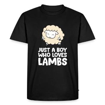 Just a Boy Who Loves Lambs - Men's Premium Organic T-Shirt - black - Front - Nico (187cm)