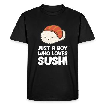 Just a Boy Who Loves Sushi - Men's Premium Organic T-Shirt - black - Front - Nico (187cm)