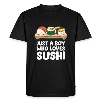 Just a Boy Who Loves Sushi - Men's Premium Organic T-Shirt - black - Front - Nico (187cm)