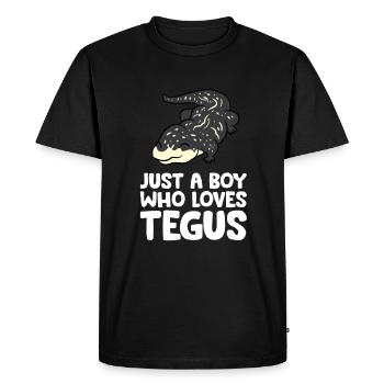 Just a Boy Who Loves Tegus Argentine Black And - Men's Premium Organic T-Shirt - black - Front - Nico (187cm)