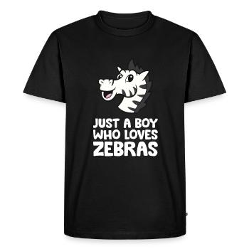 Juste un garçon qui aime les zèbres - T-shirt Premium bio Homme - noir - Devant - Nico (187cm)