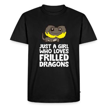 Juste une fille qui aime les dragons à froufrous - T-shirt Premium bio Homme - noir - Devant - Nico (187cm)
