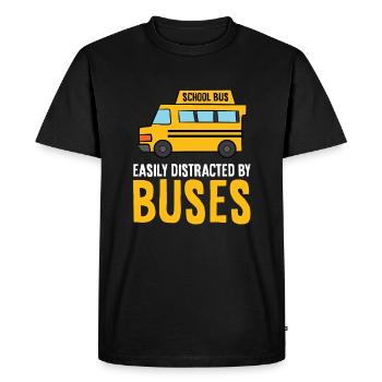 School Bus Easily Distracted By Buses - Men's Premium Organic T-Shirt - black - Front - Nico (187cm)