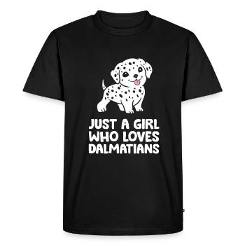 Juste une fille qui aime les Dalmatiens - T-shirt Premium bio Homme - noir - Devant - Nico (187cm)
