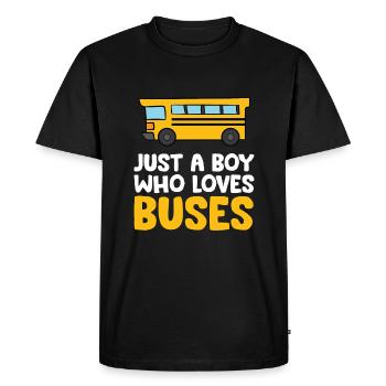 Just a Boy Who Loves Buses - Men's Premium Organic T-Shirt - black - Front - Nico (187cm)