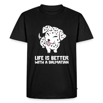 Drôle de propriétaire dalmate La vie est meilleure - T-shirt Premium bio Homme - noir - Devant - Nico (187cm)