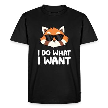 Panda roux avec des lunettes de soleil Je fais ce que je fais - T-shirt Premium bio Homme - noir - Devant - Nico (187cm)