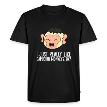 J’aime vraiment les singes capucins Ok Mignon - T-shirt Premium bio Homme - noir - Devant - Nico (187cm)